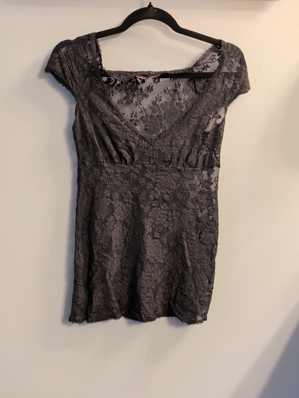 Victoria's Secret Black Lace V-Neck Chemise